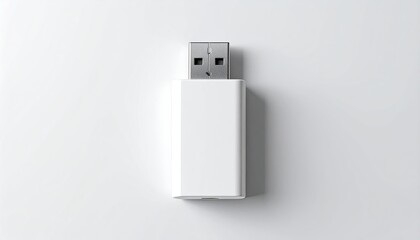 White USB drive, centered, on clean white surface