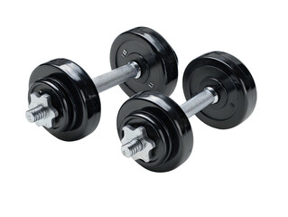 Pair of black plate adjustable dumbbells on black