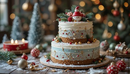 Christmas cake with decorations
