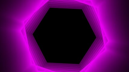Purple abstract hexagon tunnel frame, geometric portal opener loop background - Powered by Adobe