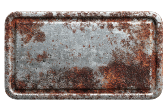 Rusted metal sign, rectangular, aged, worn surface texture