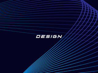 Blue background with modern abstract wave lines. Wave pattern of dark blue thin lines overlapping each other, creating a dynamic and technological abstract background.	
