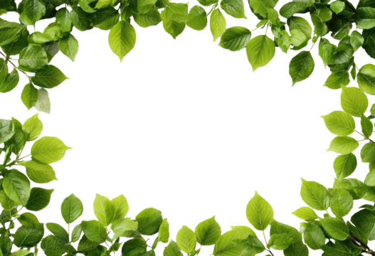 Foliage frame. Green leaves surround a black oval space