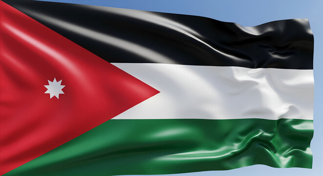 Waving Jordanian Flag - National Symbol of Jordan - Powered by Adobe
