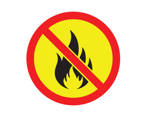 No open flame symbol, a prohibition sign indicating that open flames are not allowed due to the risk of fire or explosion