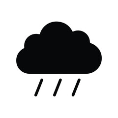 Rain Cloud Silhouette Flat Vector Icon