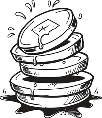 Hand-drawn stack of pancakes with dripping syrup illustration