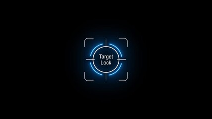 Futuristic Sci-Fi HUD Targeting System with Animated Crosshairs and Digital Data Readout. neon circle target lock animation. 4k - Powered by Adobe