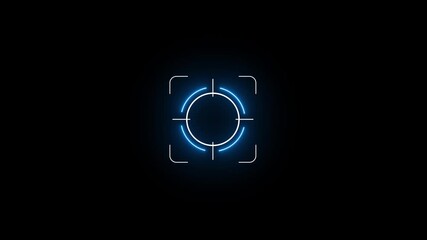 Futuristic Sci-Fi HUD Targeting System with Animated Crosshairs and Digital Data Readout. neon circle target lock animation. 4k - Powered by Adobe