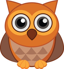 Cute cartoon owl vector illustration with large expressive eyes.