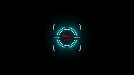 Futuristic Sci-Fi HUD Targeting System with Animated Crosshairs and Digital Data Readout. neon circle target lock animation. 4k - Powered by Adobe