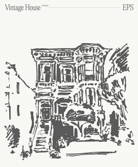 A beautifully crafted Vintage House Sketch Illustration for your artistic projects