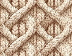 Close-up view of textured beige woven fabric with geometric pattern