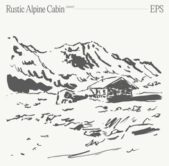 Discover a Serene, Rustic Alpine Cabin Perfectly Nestled Amongst Majestic, Snowy Mountains