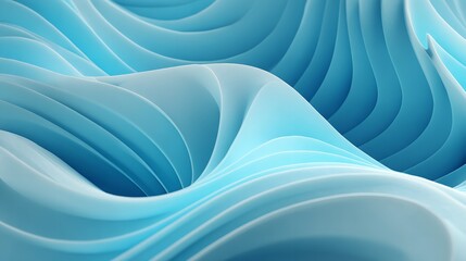 Abstract flowing waves of light blue and white, creating a smooth, organic, and futuristic undulating surface with soft shadows and highlights