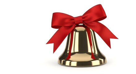 A golden bell with a red bow on top, commonly associated with Christmas and festive celebrations.