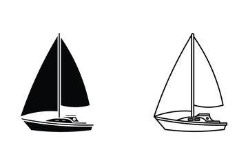 Boat outline icon set . Yacht, icon set. yachts motor boats, linear icons. Boat Icon Vector Illustration.
