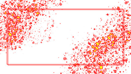 Vibrant Red and Yellow Particle Explosion Frame - Dynamic Fire or Energy Splash Border Template