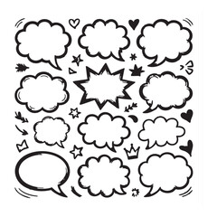 Fototapeta premium Hand Drawn Speech Bubbles Set