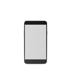 Black Smartphone with Blank Screen Isolated on White Background
