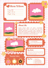 Cute scrapbook page with a pink theme and illustrations