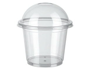 Clear plastic cup with a domed lid, perfect for showcasing contents