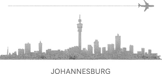 Naklejka premium Johannesburg Skyline and Airplane Dot Art Graphic
