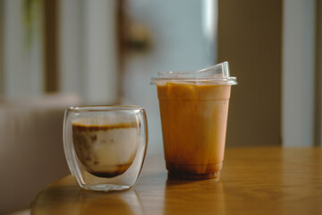 Refreshing coffee drinks experience cozy indoor setting close-up photography flavorful beverages inviting atmosphere for relaxation