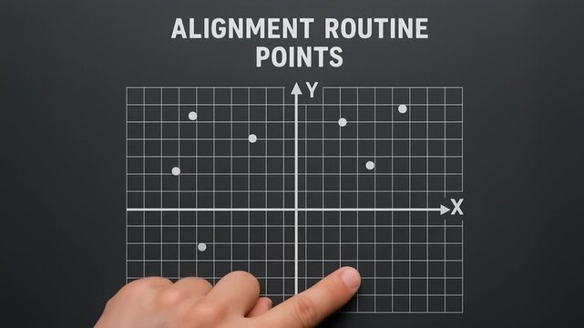 Alignment routine points grid finger hand coordinates chart for industry manufacturing quality control precise calibration and measurement techniques