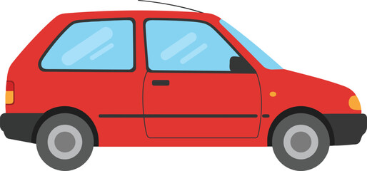 Red hatchback compact car vector illustration - flat design