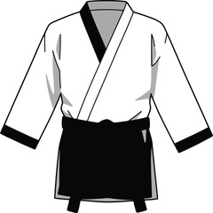 Martial arts gi black belt vector icon for training & sport design