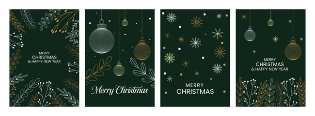 Holiday card collection modern Christmas and new year greeting invitation template set