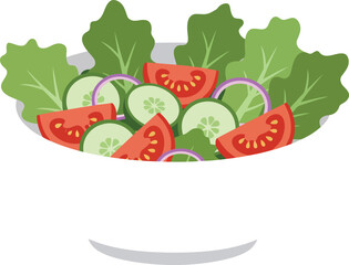 Fresh mixed garden salad bowl illustration: healthy eating concept