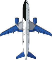 Overhead passenger plane vector graphic for air travel concepts