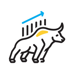 Vector multi color icon for Bull        