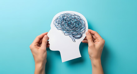 Hands holding human head, attention deficit hyperactivity disorder, ADHD symptom, mental health, confused mind