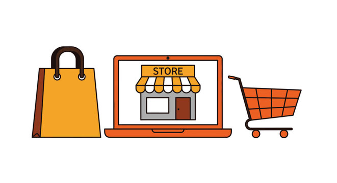 Shop online with ease and speed using your laptop and shopping cart