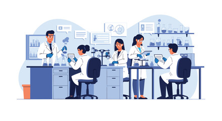 Dynamic team of scientists collaborating in a modern laboratory setting to develop innovative solutions and research groundbreaking medical advancements