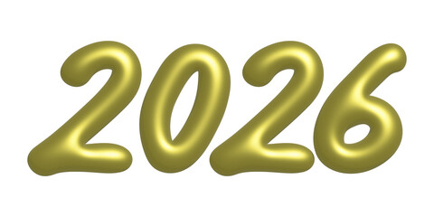 3d happy New Year doodle 2026 numbers Single element for calendar, card, banner, flyer, web, poster, design, decor