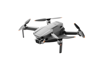 Modern white drone with propellers isolated on transparent background