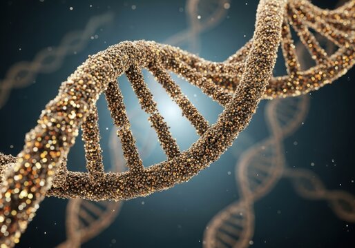 Detailed 3d rendering of a textured dna double helix structure