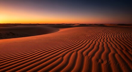 Desert Dunes at Sunset with Rippling Sand Patterns