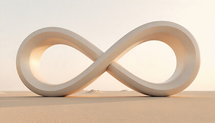 Infinite Loop Architecture — Surreal Futuristic Geometric Ribbon Above Empty Desert Landscape