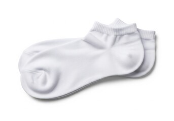 Pair of white ankle socks on a white background