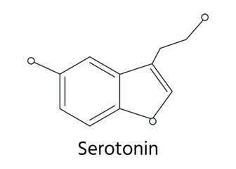 Fototapeta premium セロトニンの化学構造式のイラストセット ハニカム構造
