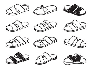 Leather Sandals Line Art Summer Beach Style