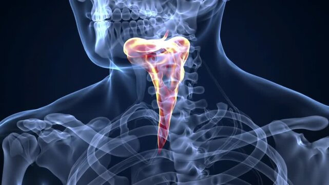 Human Skeleton XRay Animation Featuring the Hyoid Bone and Upper Torso