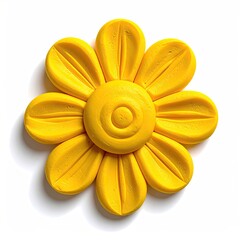 Yellow clay flower with circular center and 8 petals
