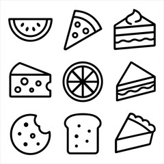 Various Food Icons A Collection of Delicious Desserts, Snacks, and Treats for Web Design and Print