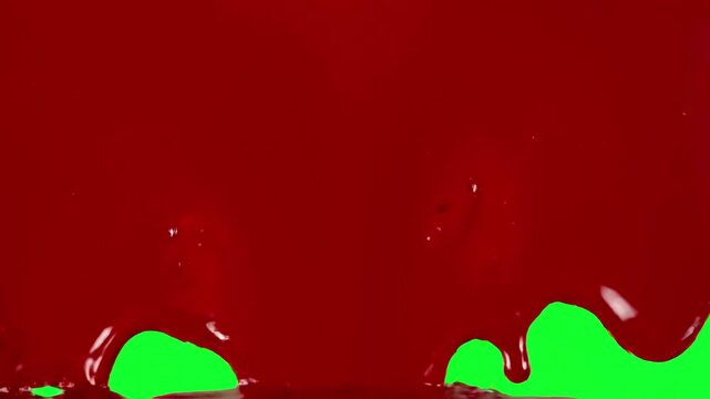 Horror and Suspense Overlays with red blood dripping down along the screen transition on green background distortion, overlay, glitch, static noise, scan lines black background, 4k animated video loop